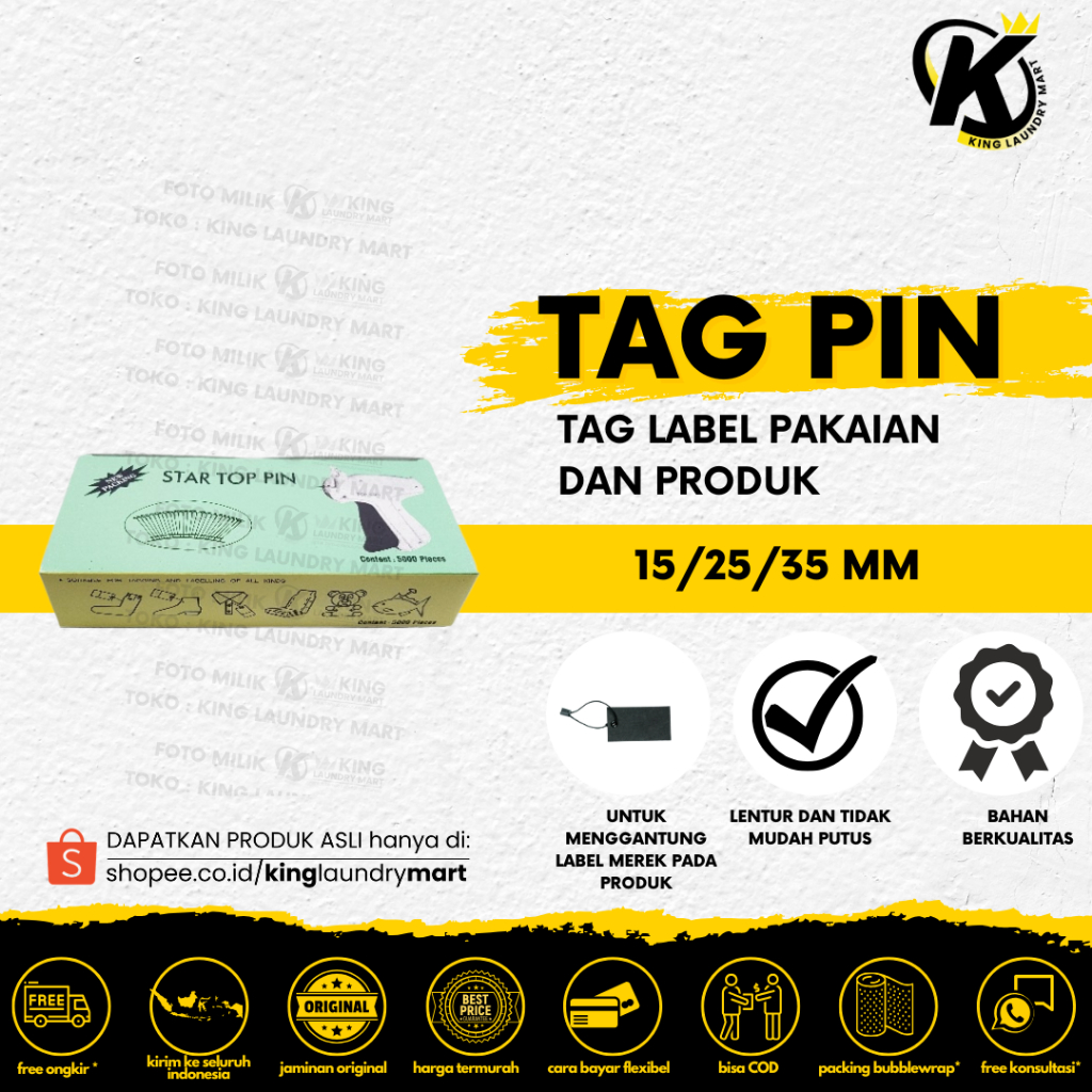

Tag Label Pakaian Tag Pin 15 mm, 25 mm, 35 mm