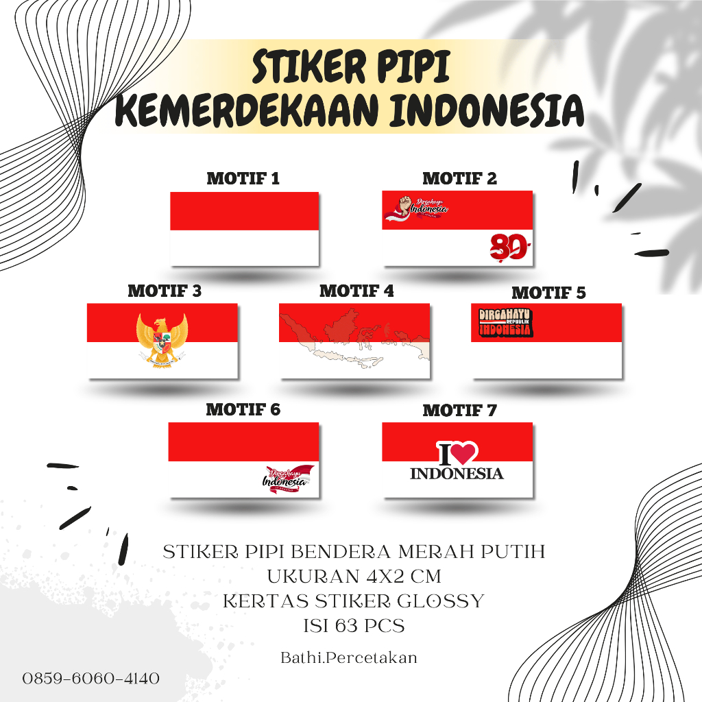 

(63 PCS) 4x2 cm STIKER PIPI BENDERA MERAH PUTIH - STIKER PIPI KEMERDEKAAN INDONESIA - STIKER 17 AGUSTUSAN