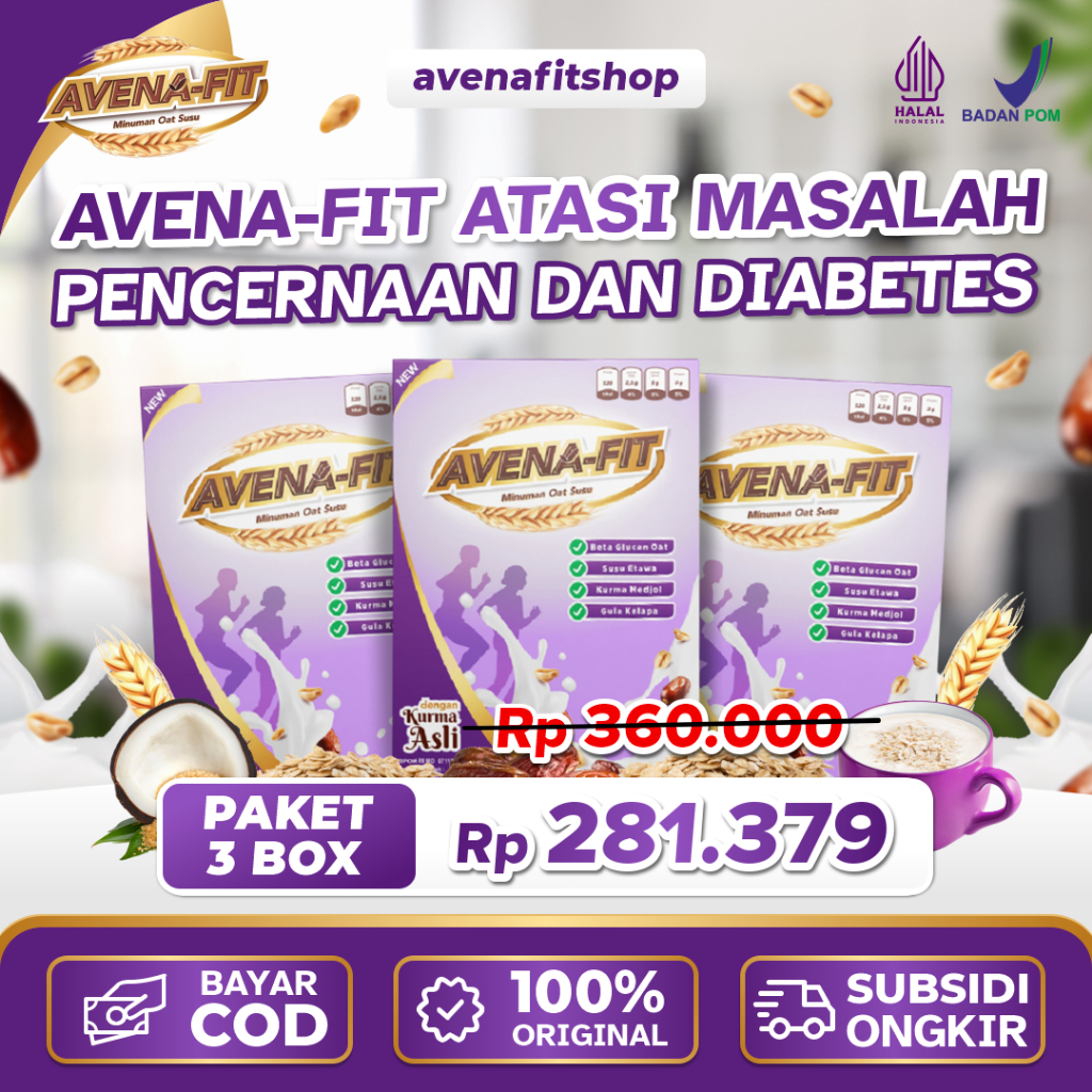 

BIG SALE 9.9!!! Avena-Fit Paket 3 Box - Minuman Sereal Oat Susu Granola Atasi Masalah Pencernaan Diabetes dan Kolesterol