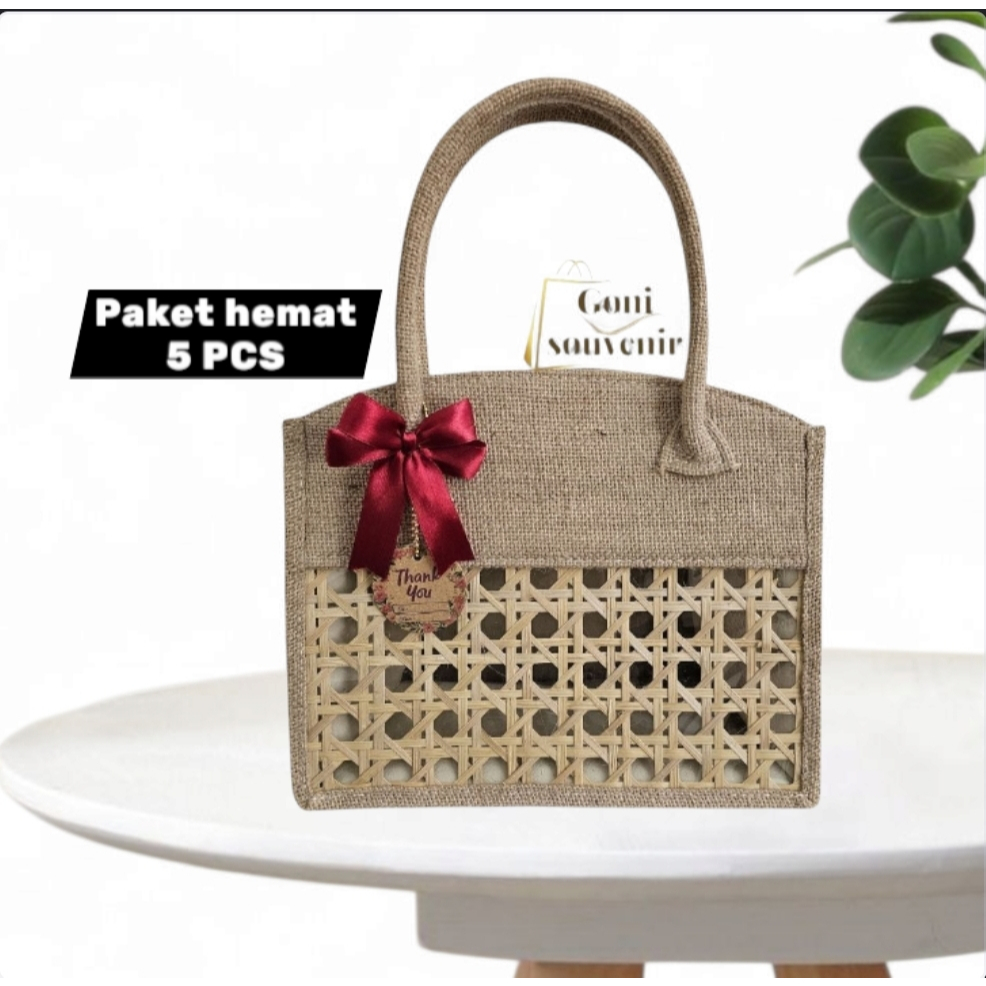 

Paket Hemat 5 pcs tas Goni Kemasan Hampers untuk oleh oleh, Natal, Imlek, Lebaran, haji dan umroh