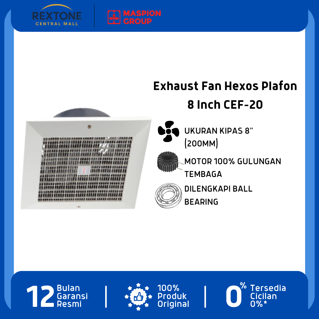 Maspion CEF-20 Ceiling Exhaust Fan 8 Inch Plafon CEF20 CEF 20 / Exhaust Fan Maspion 8 Inch