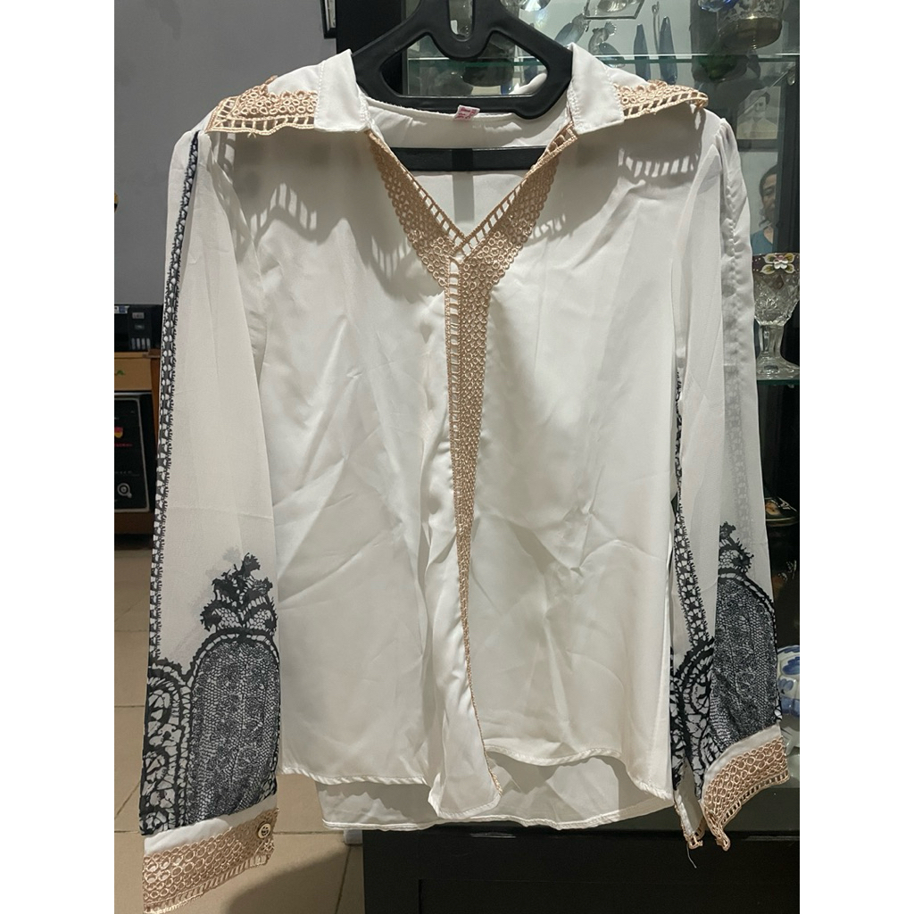 Blouse Korea Import Putih | Kemeja Wanita | Bahan Chiffon