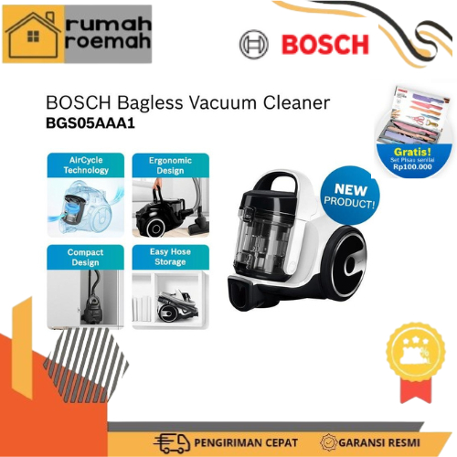 Vacuum Bosch BGS05AAA1 Seri 2 White Baggles Vacuum Cleaner / Bosch Vacuum Cleaner