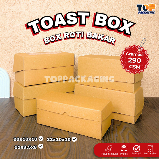 

Box Roti Bakar Kraft Kotak Makanan Kue Toast Bomboloni 20x10x10 21x9.5x8 22x10x10 cm