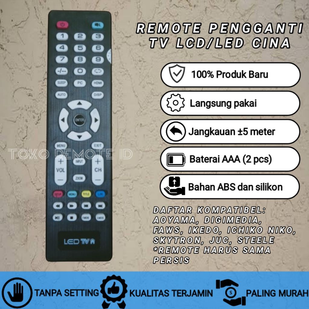REMOT REMOTE TV LED AOYAMA JUC NIKOICHIKO NAGOYA LED TV CINA tanpa setting