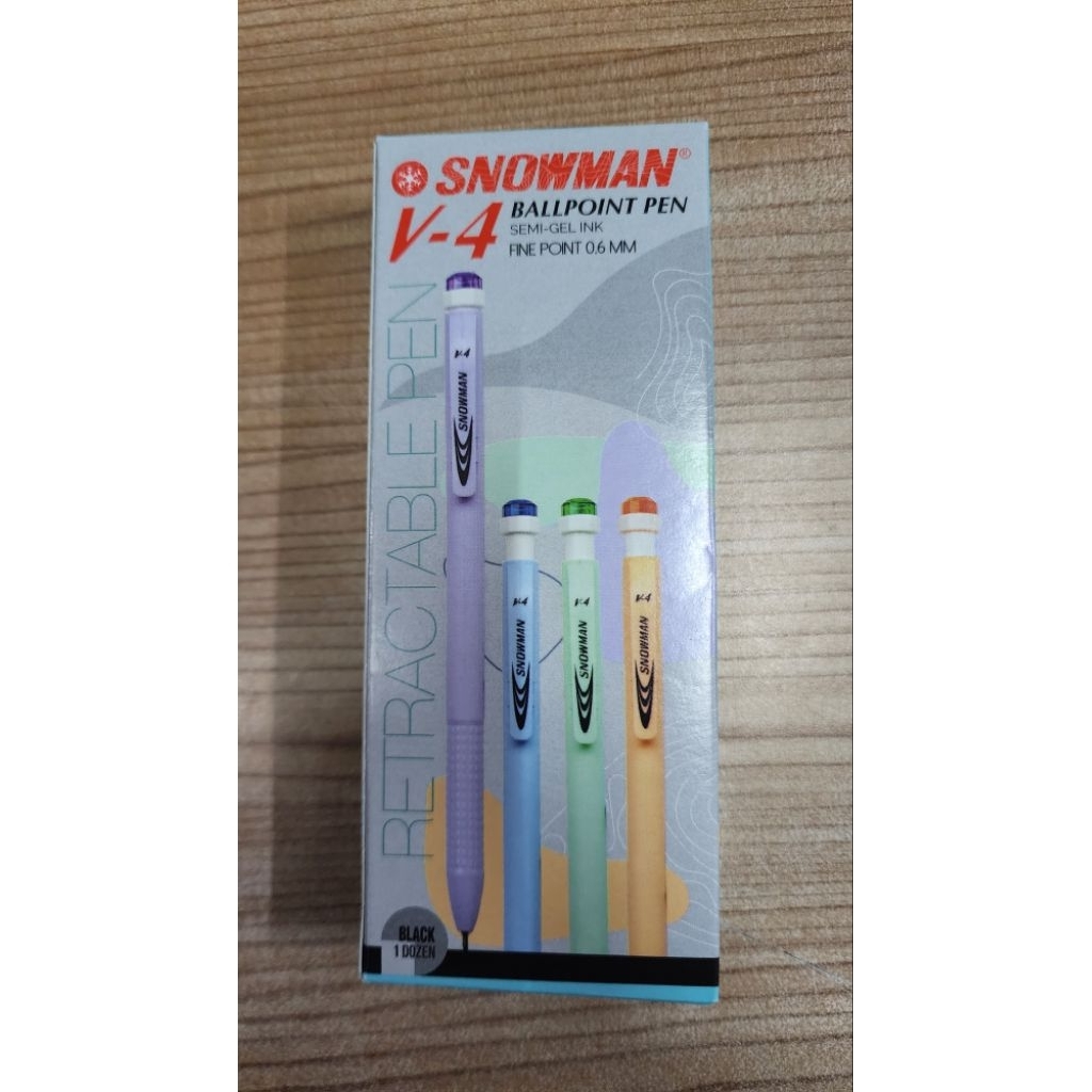 

Pulpen Semi gel Snowman V-4 tinta hitam - 1 box