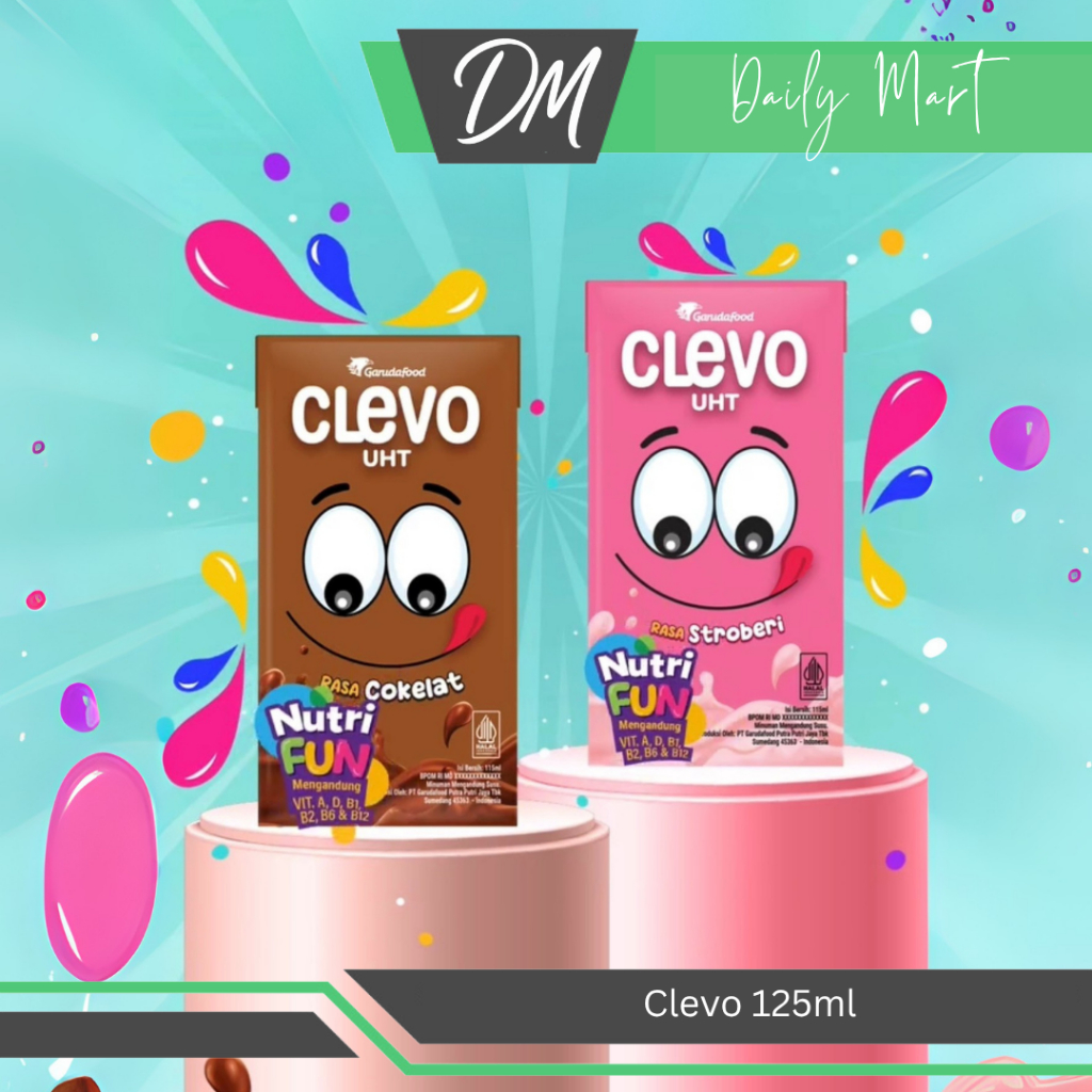 

Clevo Susu UHT 115ml Stroberi/Cokelat - Minuman Susu Kotak Kemasan Bergizi Original Murah