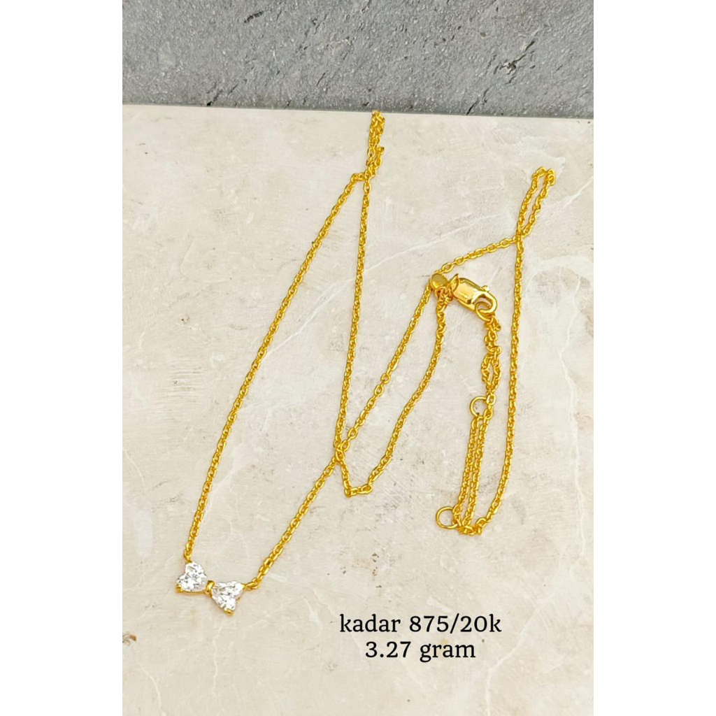 kalung mini ribbon kalung pita swarozki emas asli kadar 875