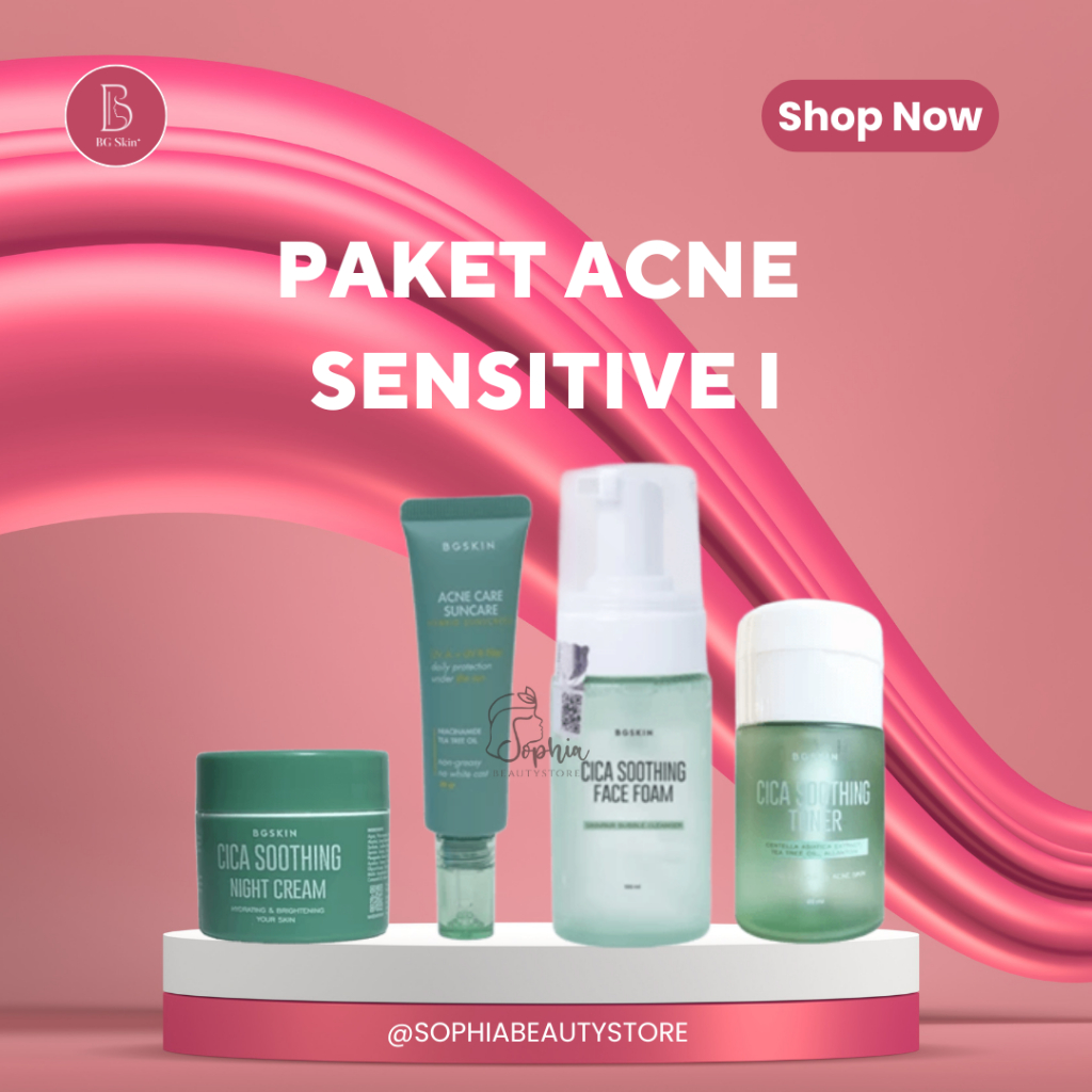 PAKET ACNE SENSITIF BG SKIN - Beauty Glow Skincare BG Skin Perawatan Wajah Untuk Kulit Jerawat Yang 