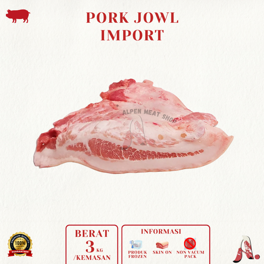

Leher Babi Kualitas Import / Pork Jowl / Daging babi - Import