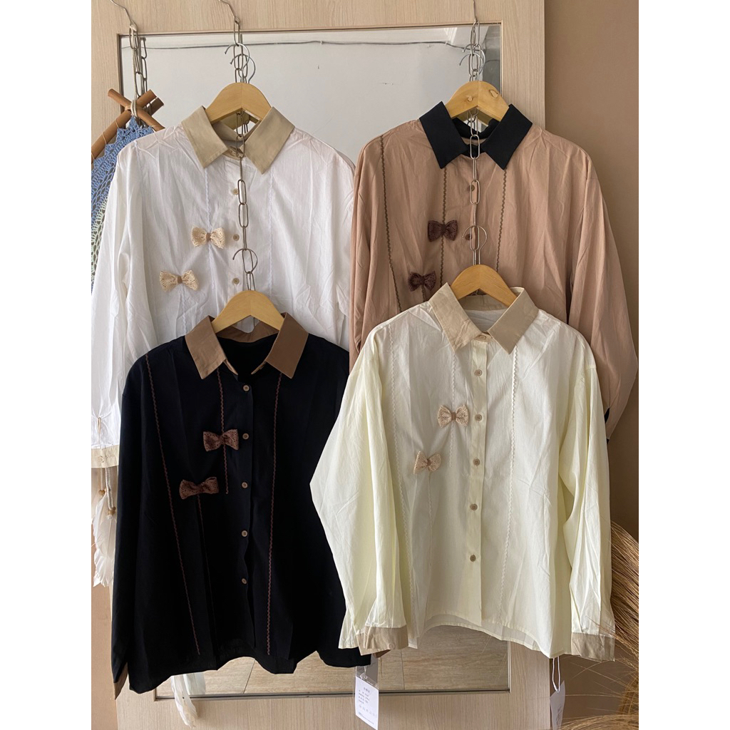 ATASAN/KAMEJA OVERSIZE KOREA WANITA IMPORT KATUN(LD 124)