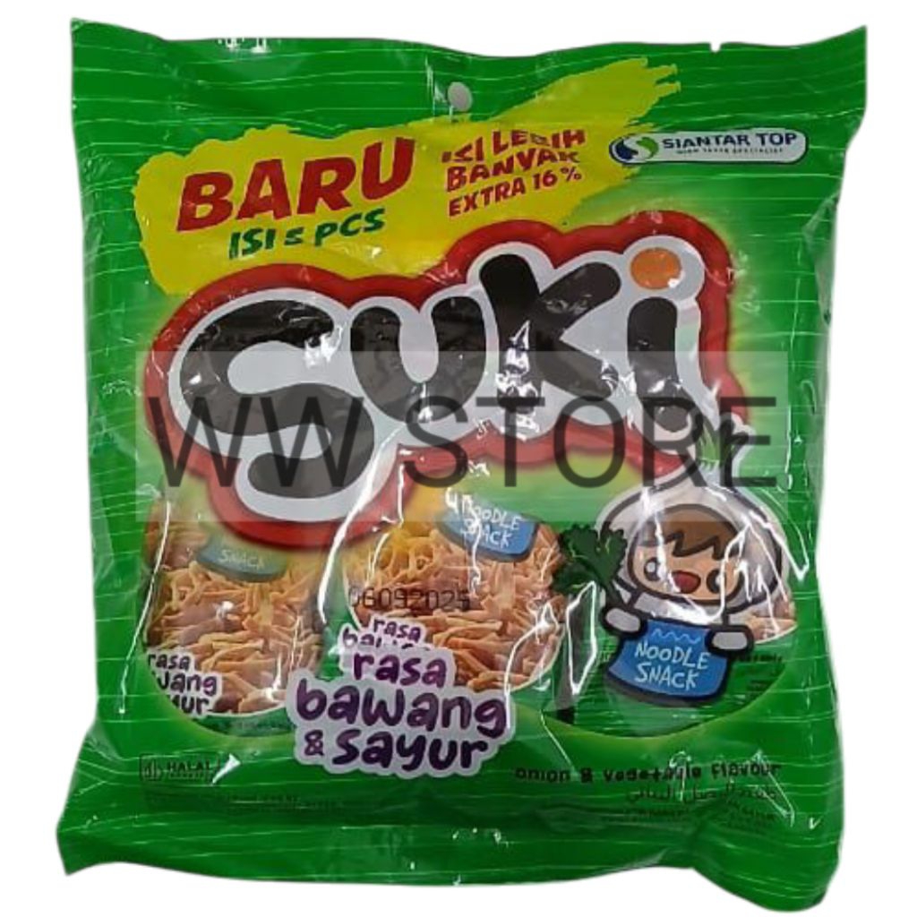 

Cemilan snek makanan ringan stik rasa bawang dan sayur halal MUI SIANTAR TOP Suki Onion & Vegetable flavor 5pcs x 12g