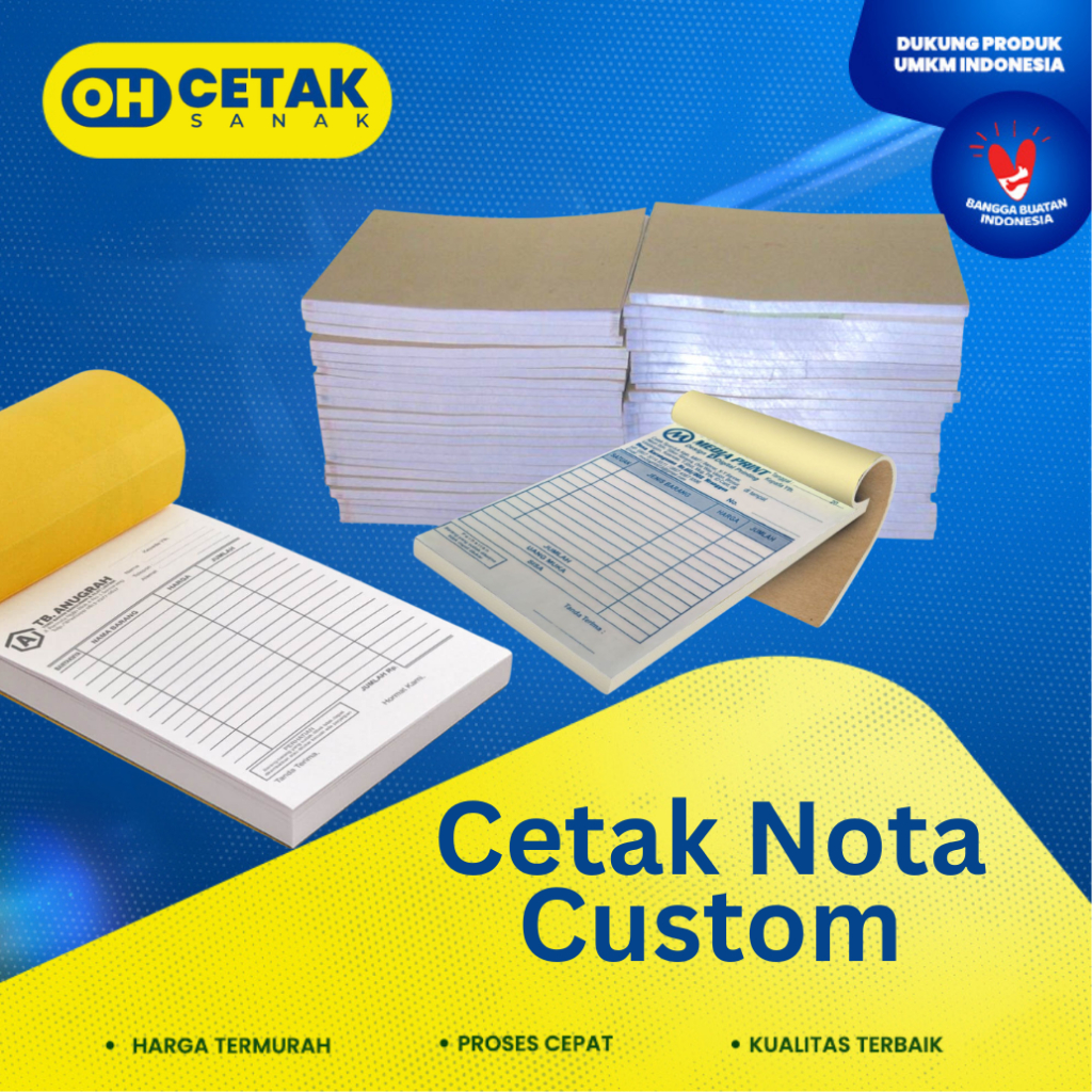 

Nota Custom Bon / Cetak Nota / Cetak Kwitansi / Cetak Per Rim / 1 Ply / 2 Ply / 3 Ply - Oh Cetak