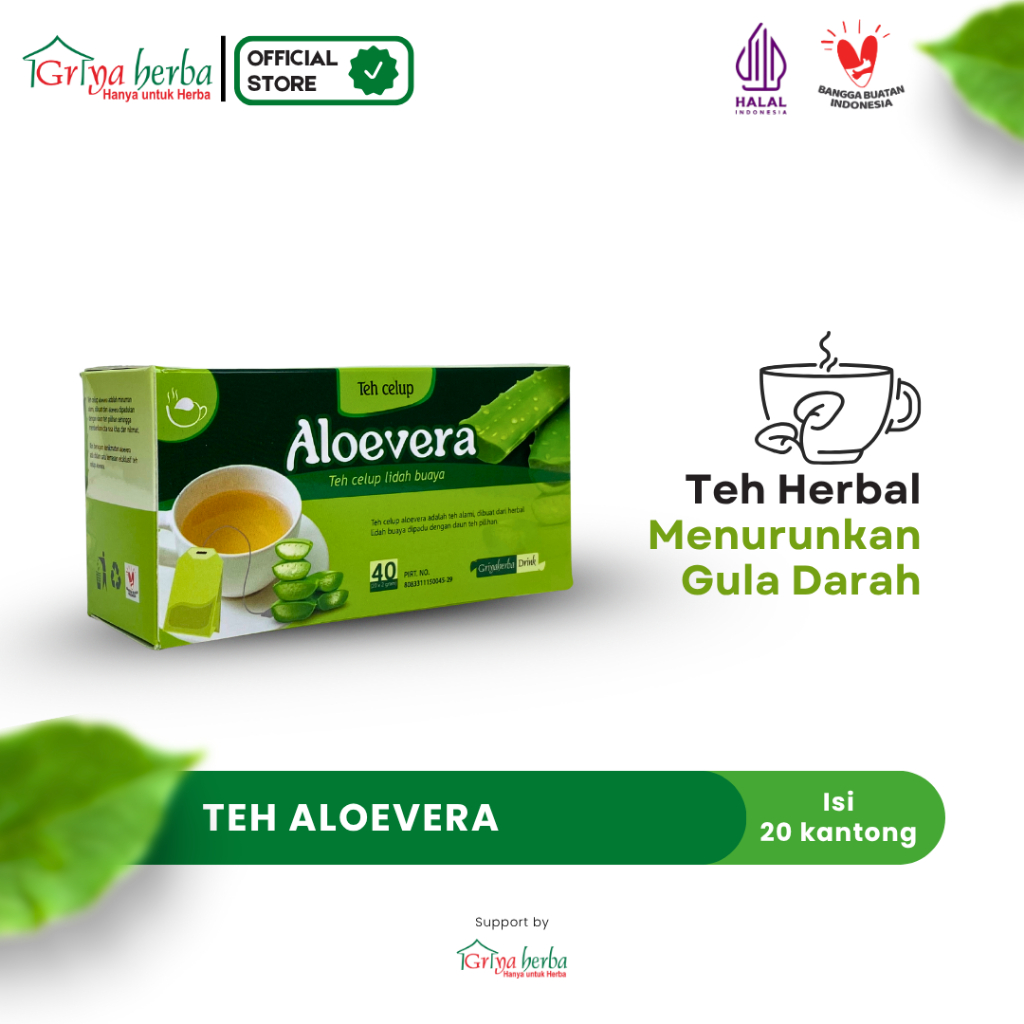 

Teh Aloevera lidah buaya griya herba isi 20 kantong teh celup