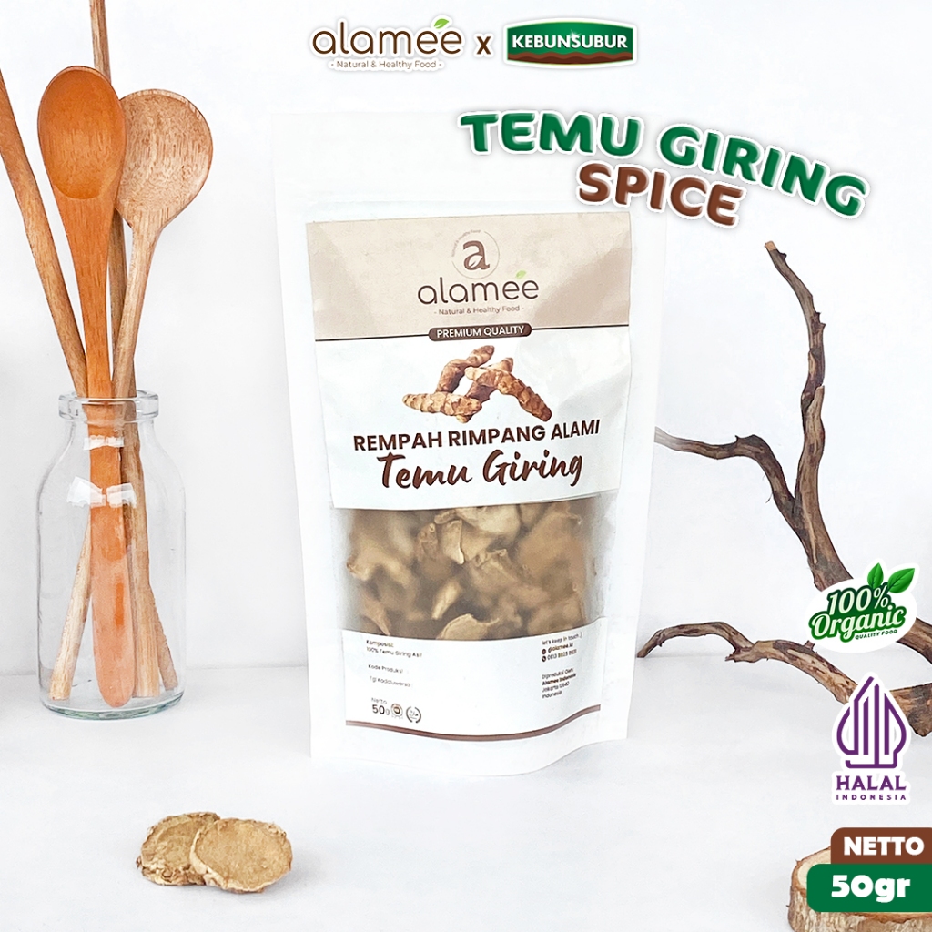 

ALAMEE Temu Giring Kering Organik Iris Kuning Gajah Rempah Rimpang Alami Spice 50gr Kebunsubur