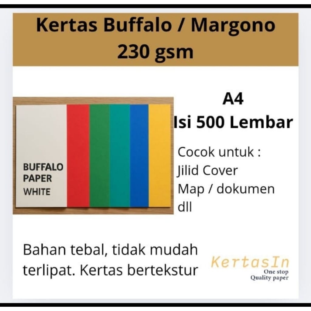 

Kertas Buffalo 230 gsm A4 Isi 500 Lembar | Tebal Tekstur Serat – Cocok Untuk Sertifikat, Map, Cover, Undangan