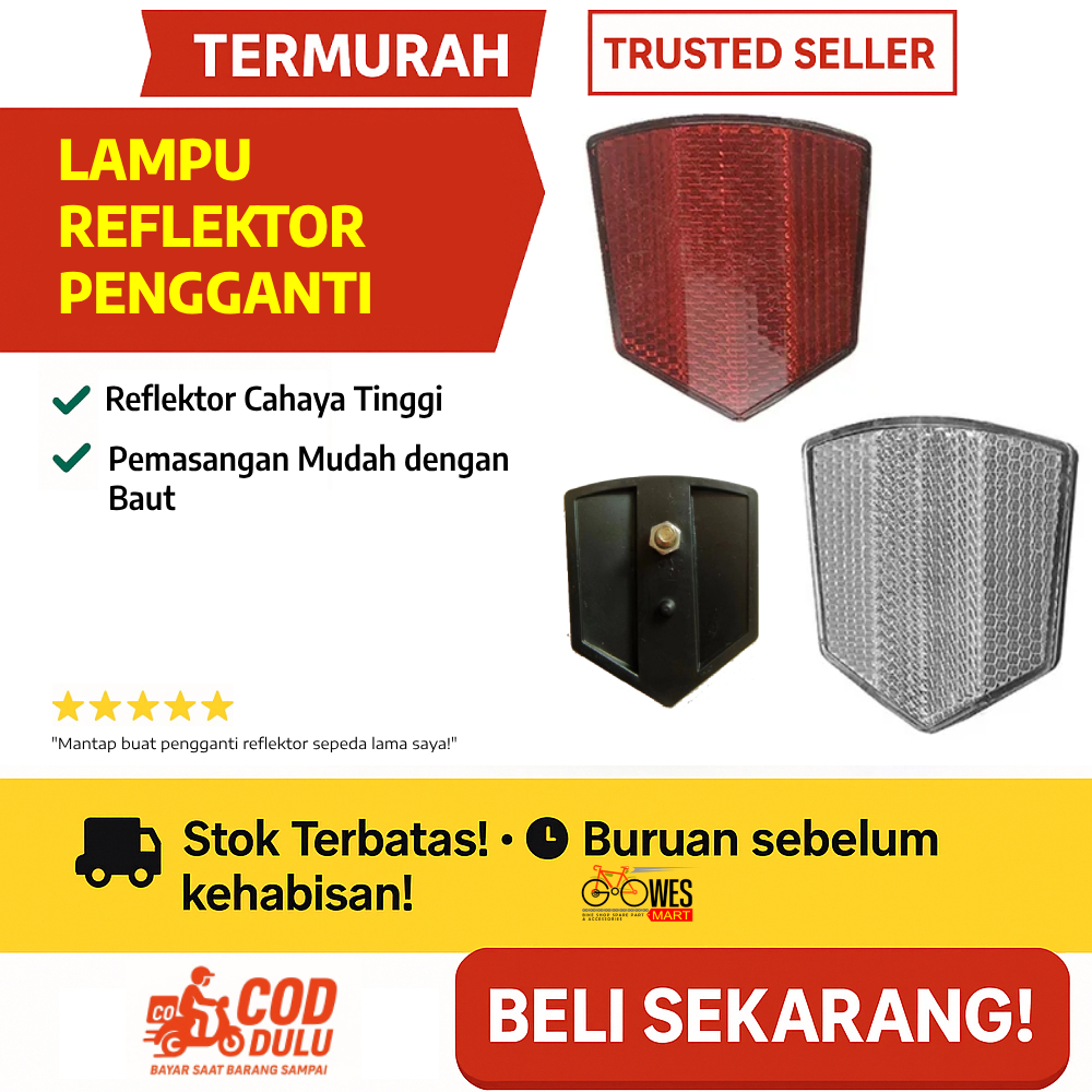 Lampu Reflektor Sepeda – Pengganti Reflektor, Cocok MTB, Sepeda Lipat, Road Bike