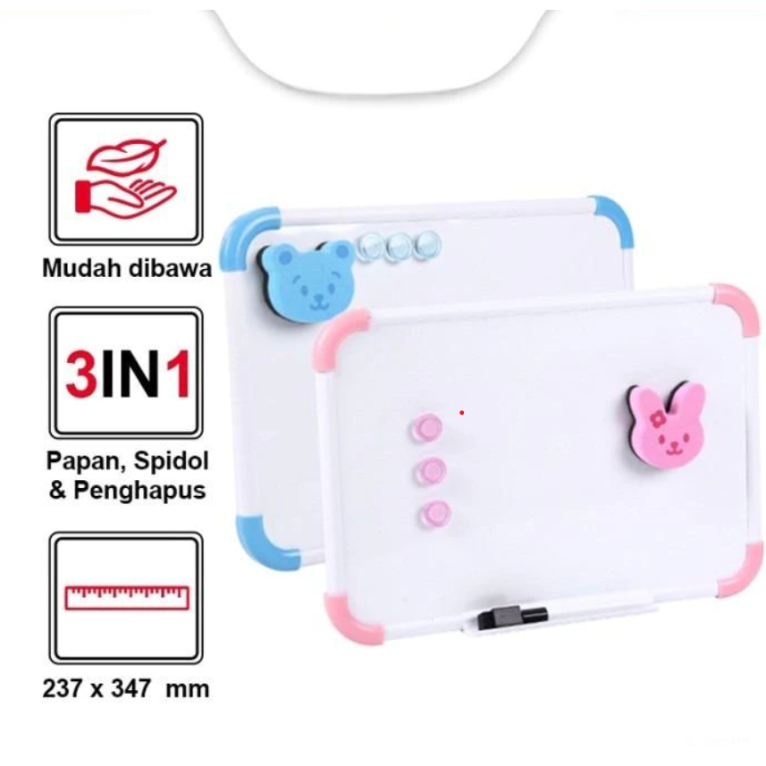 

M&G Papan Tulis Whiteboard Magnet 3 in 1 untuk Anak Free Spidol - ADB98339
