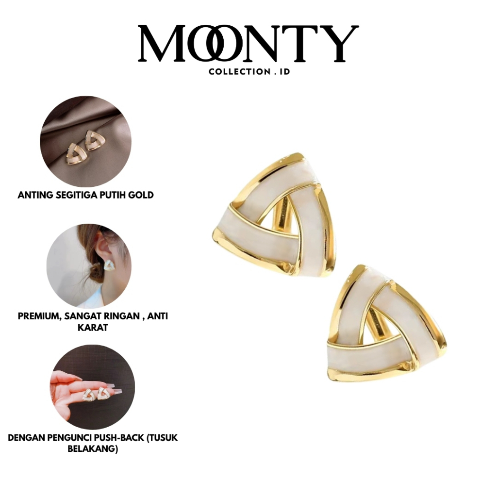 Anting Segitiga Putih Gold Aksesoris Perhiasan Wanita Korean Style Fashion Anting-Anting Mutiara Seg