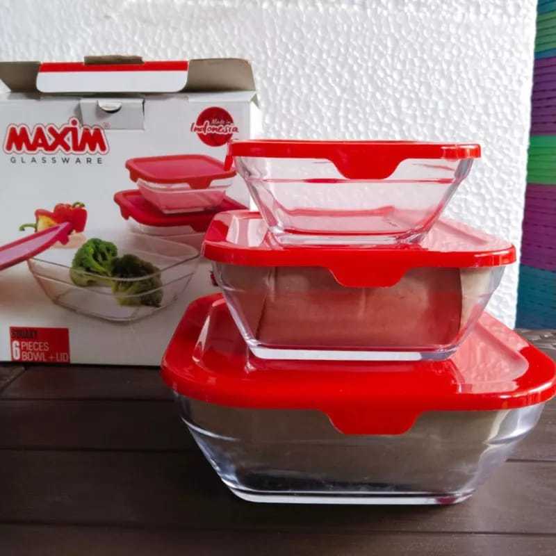 1 Set Mangkok Kaca Tutup Kotak Isi 3 Pcs Mangkok Kaca Mangkok Sayur Mangkok Bekal Mangkok Lucu