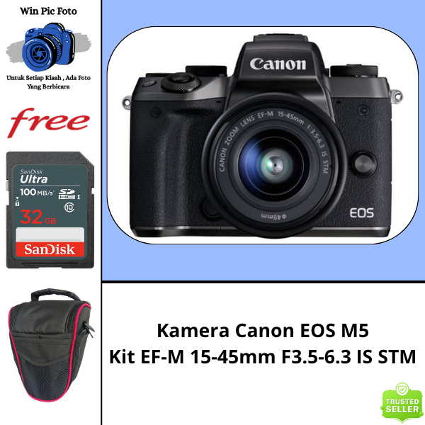 Kamera Canon M5 Kit 15-45mm F3.5-6.3 IS STM / Camera Canon / Kamera Mirrorless / Camera Mirrorless