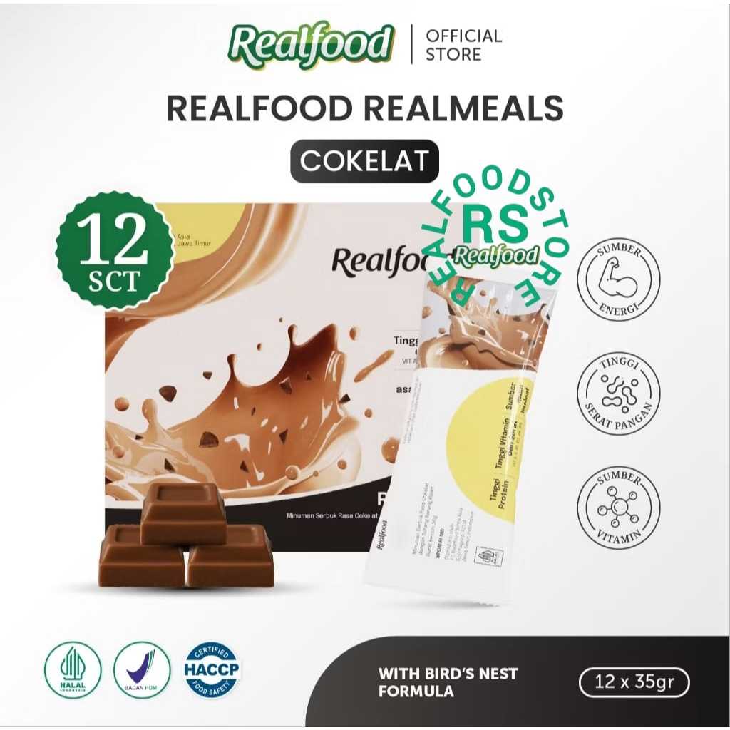 

Realfood Sporte Realmeals Protein Rasa Cokelat 12 Sct ( Minuman Sereal Formulasi Sarang Burung Walet ) RS