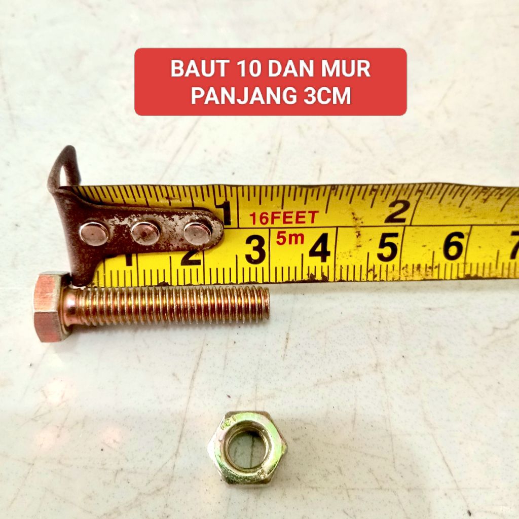 BAUT 10 DAN MUR PANJANG 3CM