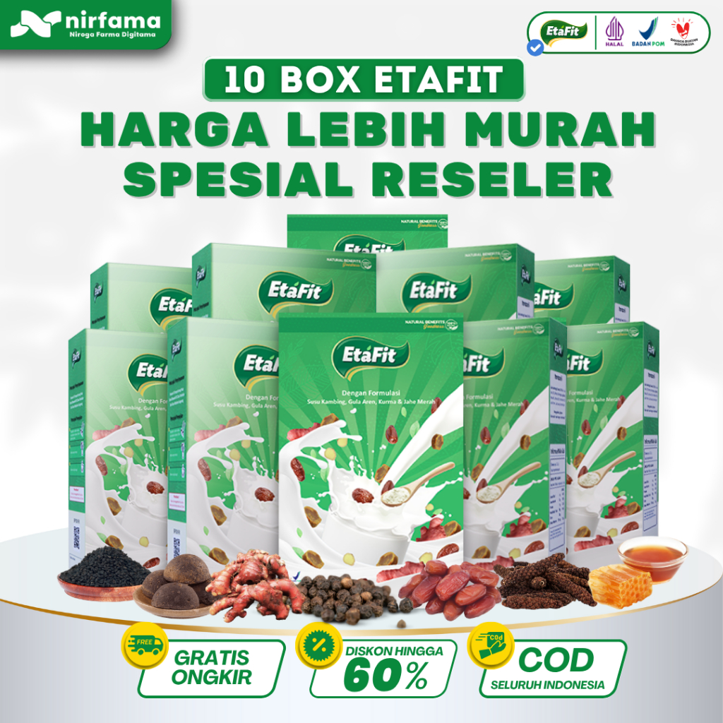 

PAKET RESELER 10 BOX ETAFIT - Susu Herbal Kambing Etawa Bubuk - Atasi Masalah Pernafasan