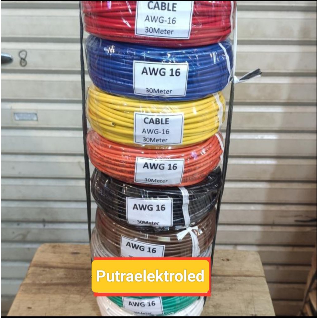 Kabel Awg 16 30meter Serabut Tembaga Putih / Kabel Awg16