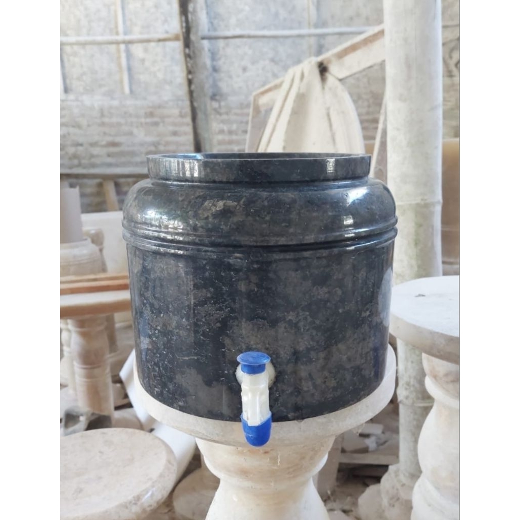 Guci galon marmer hitam glossy Termurah