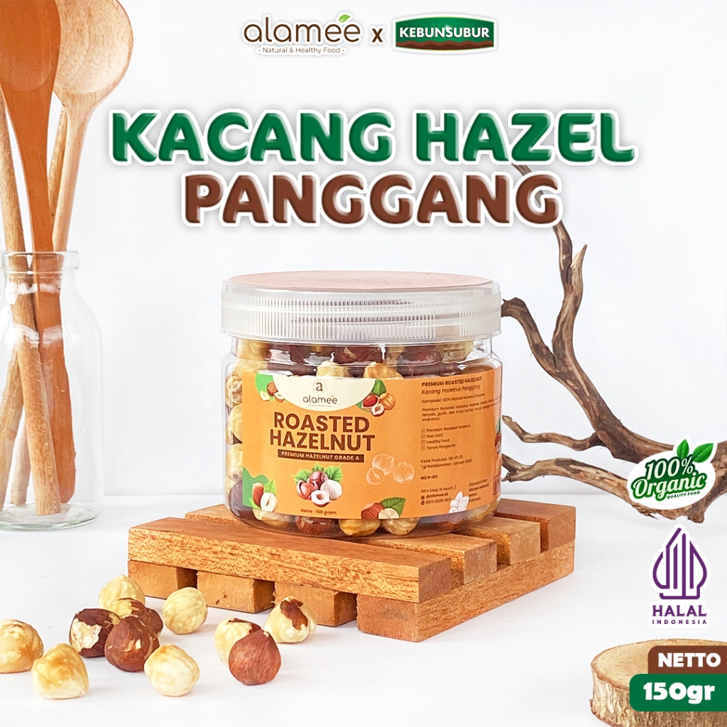 

ALAMEE Kacang Hazelnut Panggang Hazelnut Roasted Cemilan Sehat Rendah Kalori Kacang Kemiri 150gr kebunsurbur