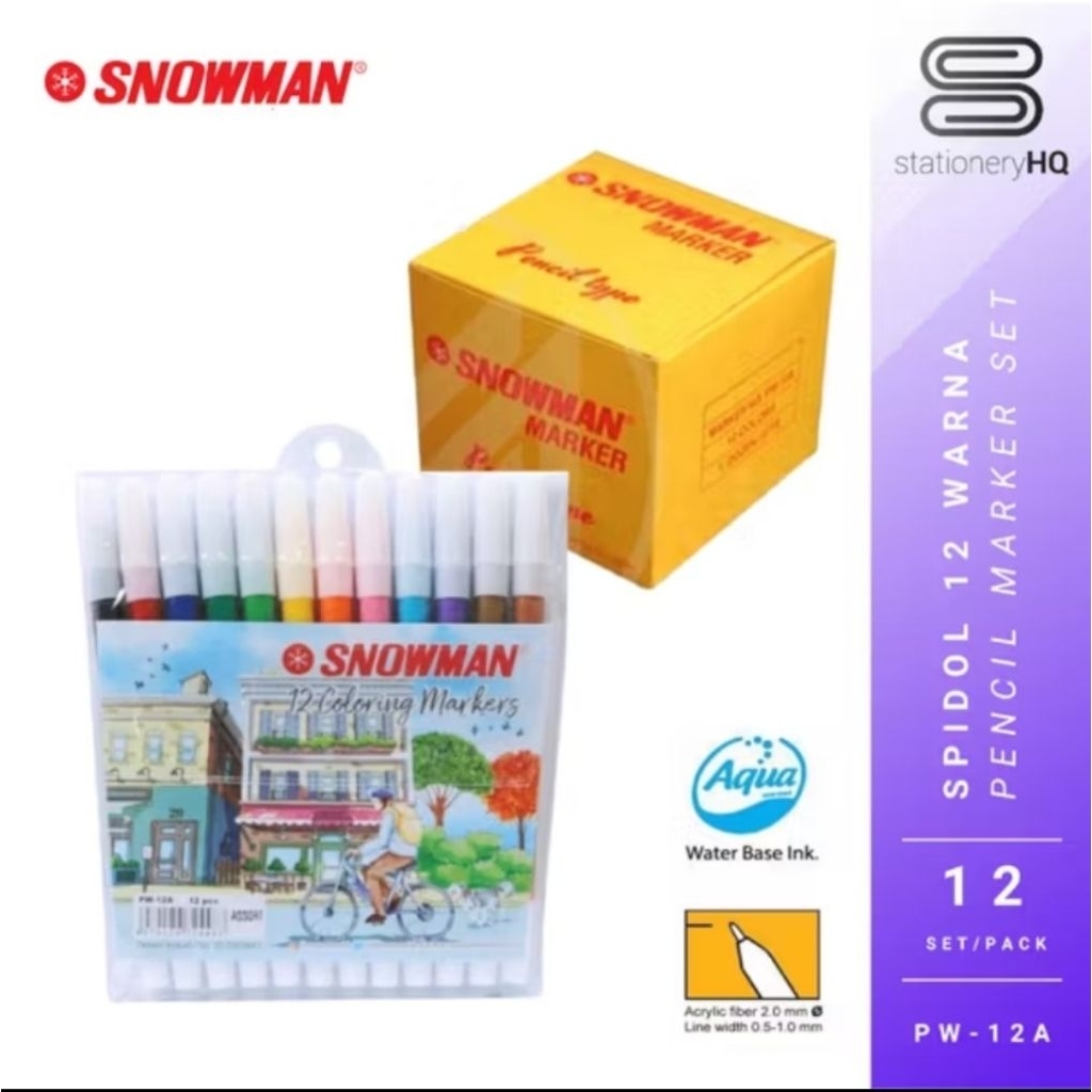 

(1 GROSS) Spidol SET Snowman isi 144pcs/12set