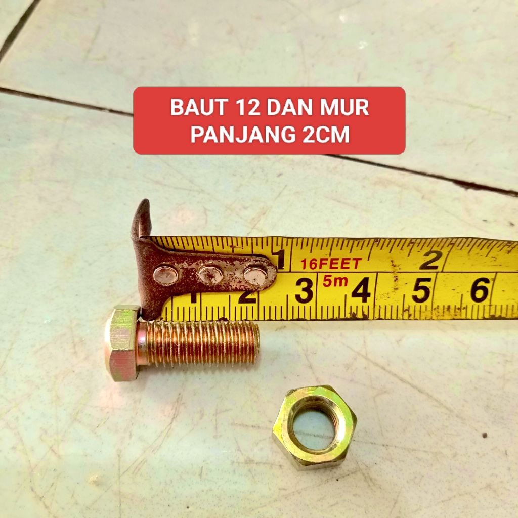 BAUT 12 DAN MUR PANJANG 2CM