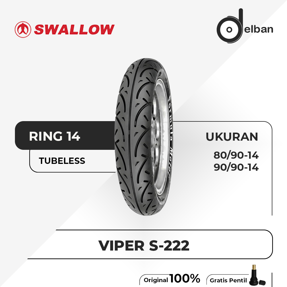 SEPASANG / SATUAN BAN MOTOR MATIC SWALLOW VIPER Ring 14 TUBELESS DEPAN BELAKANG BEAT MIO VARIO GENIO