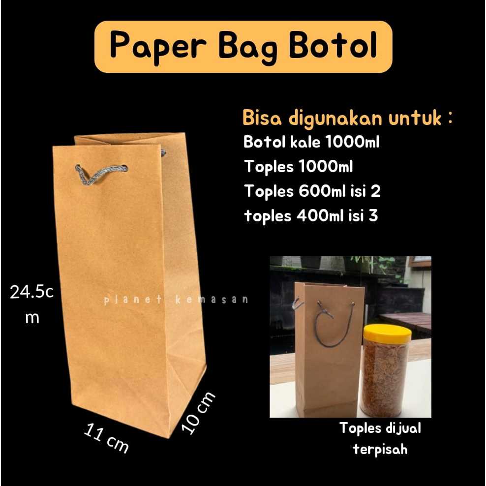 

paper bag mika 10x10x25 cm tas souvenir / paperbag botol coklat / tas premium paper bag toples