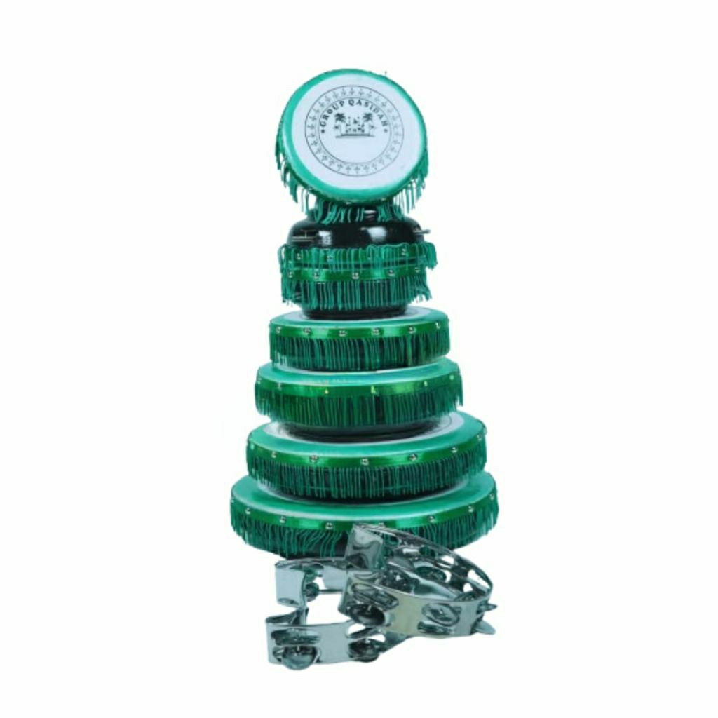 Alat Musik Islami Rebana Qosidah Satu Set / Fullset Warna Hijau Rimbun - Alat Musik Islami Qasidah