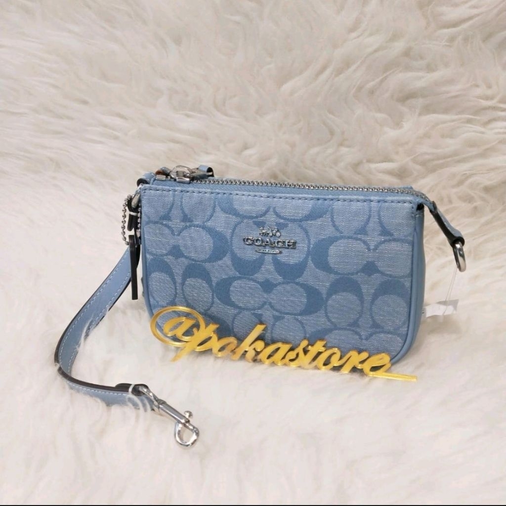 Tas COACH Denim Signature Chambray Nolita 15 Cornflower Multi ASLI USA