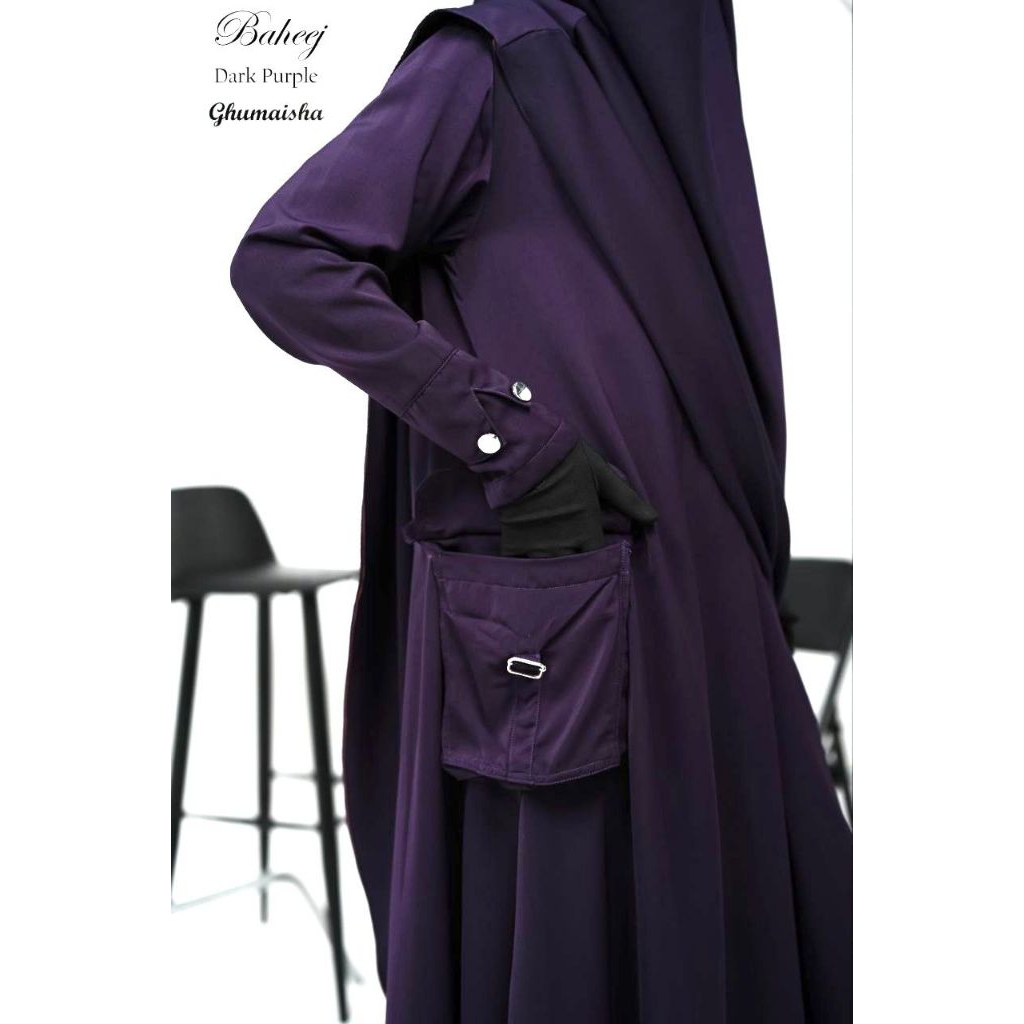 gamis syar'i abaya baheej warna dark purple by ghumaisha collection