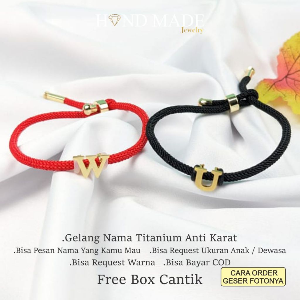 gelang nama titanium anti karat anak dewasa gelang titanium wanita anti karat emas gelang tali akses