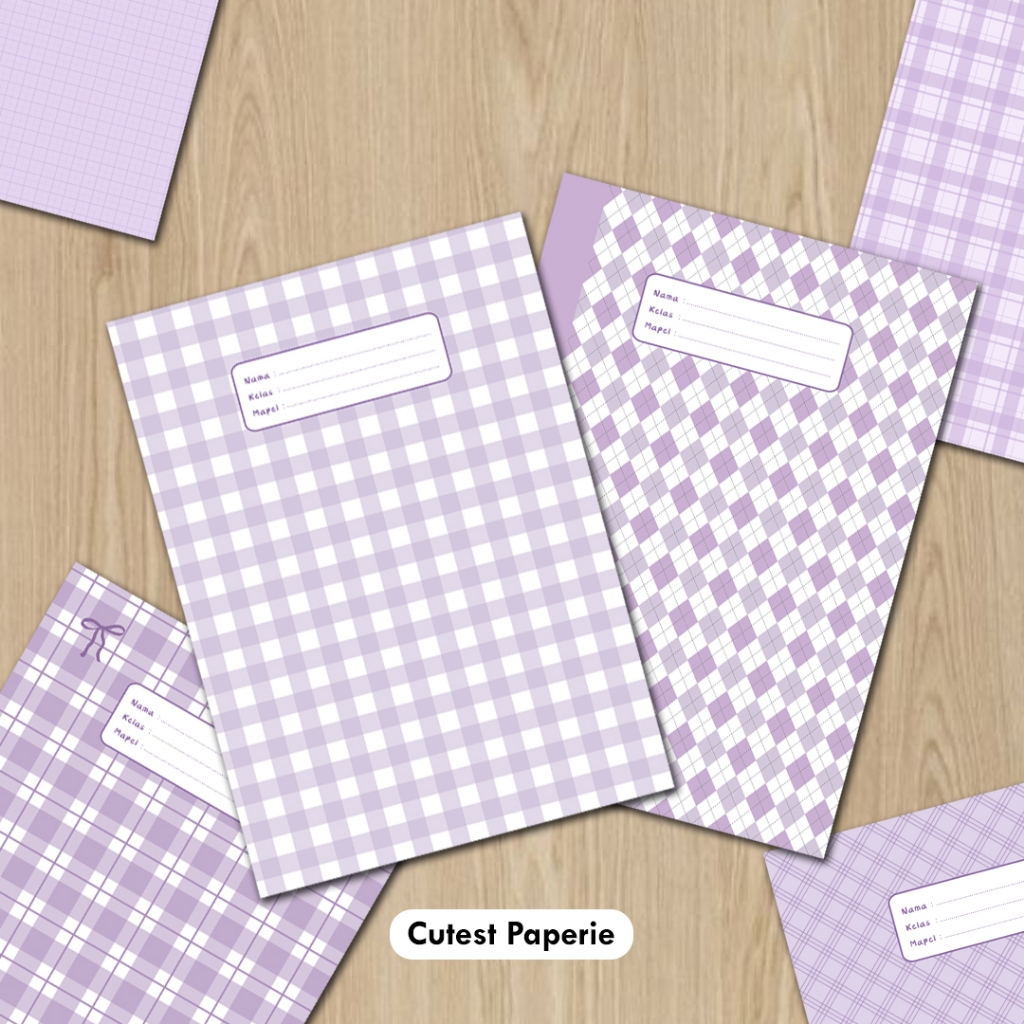 

[10 lembar] SAMPUL BUKU TULIS MOTIF AESTHETIC PASTEL UNGU PURPLE VIOLET