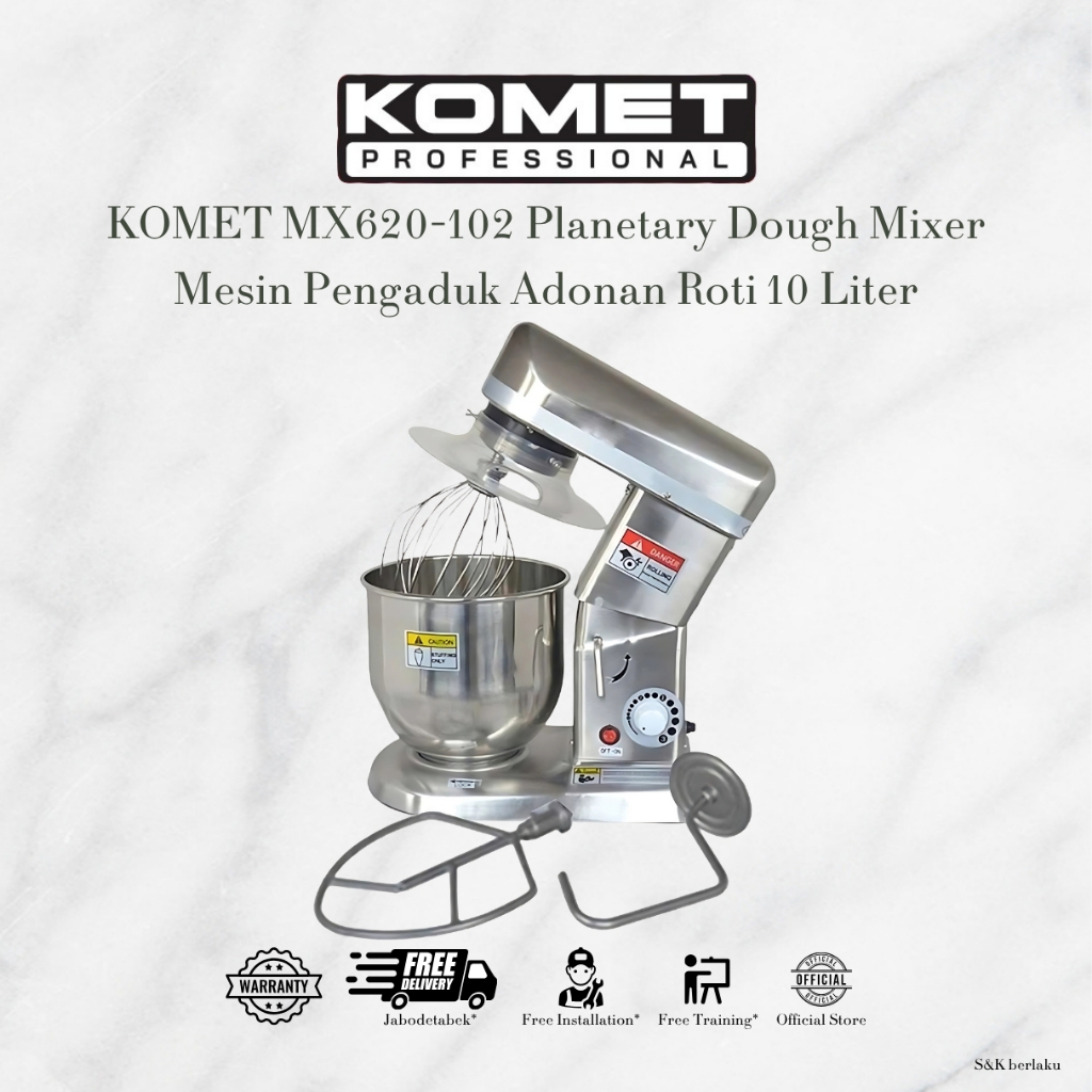 KOMET MX620-102 Planetary Dough Mixer  Mesin Pengaduk Adonan Roti 10 liter