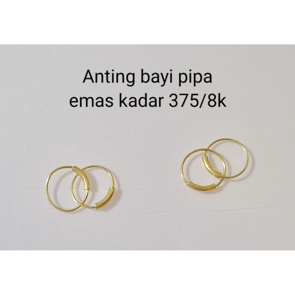 anting emas bayi newborn sepasang kadar 375/8k (0.25gram harga sepasang)