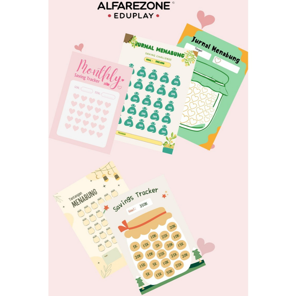 

ALFAREZONE EDUPLAY - Kertas CHALLENGE MENABUNG A6 Bisa Satuan | Muat Dalam Ziplock/Binder | Tantangan Menabung |