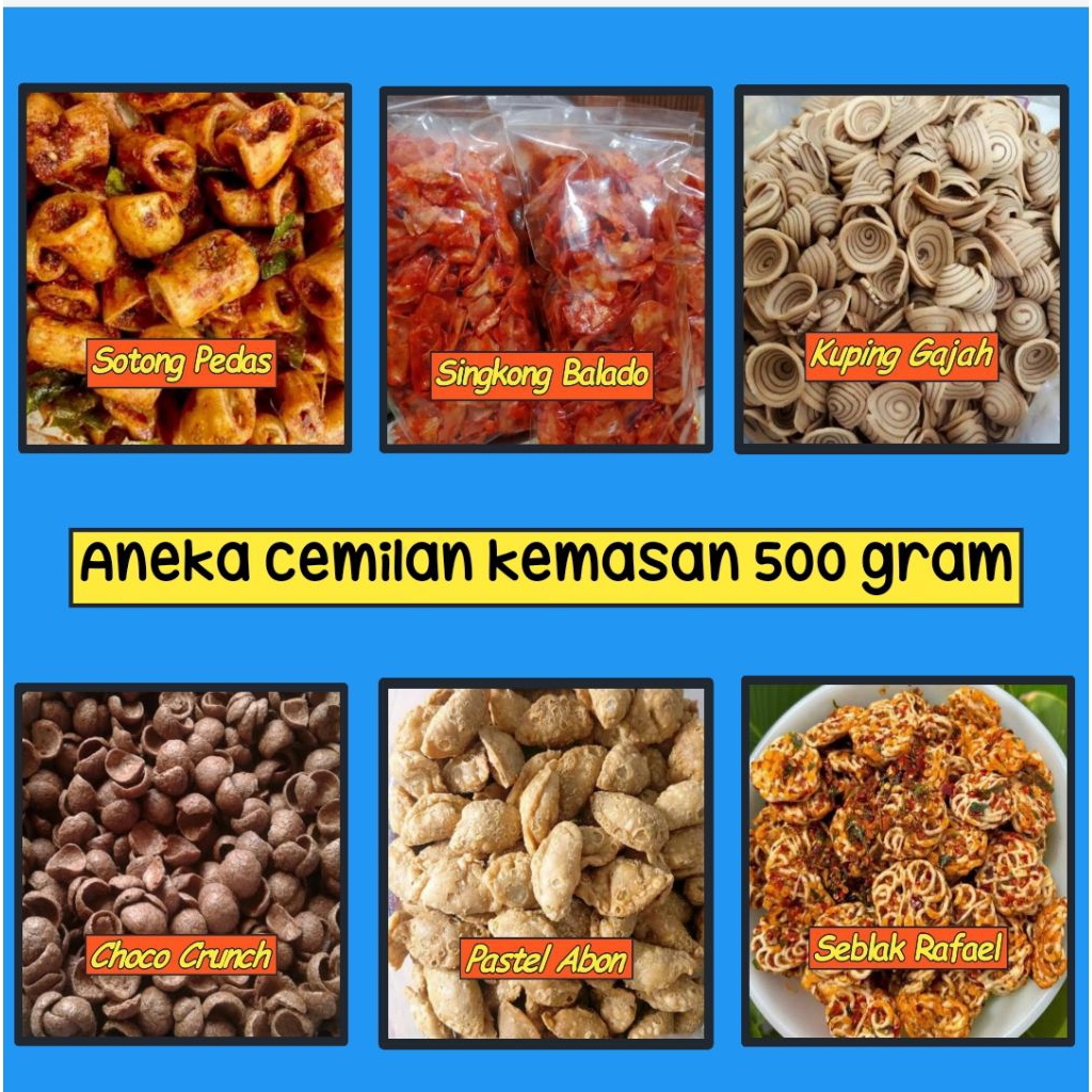 

Aneka Cemilan & kacang Kemasan 500 gram bisa COD makassar
