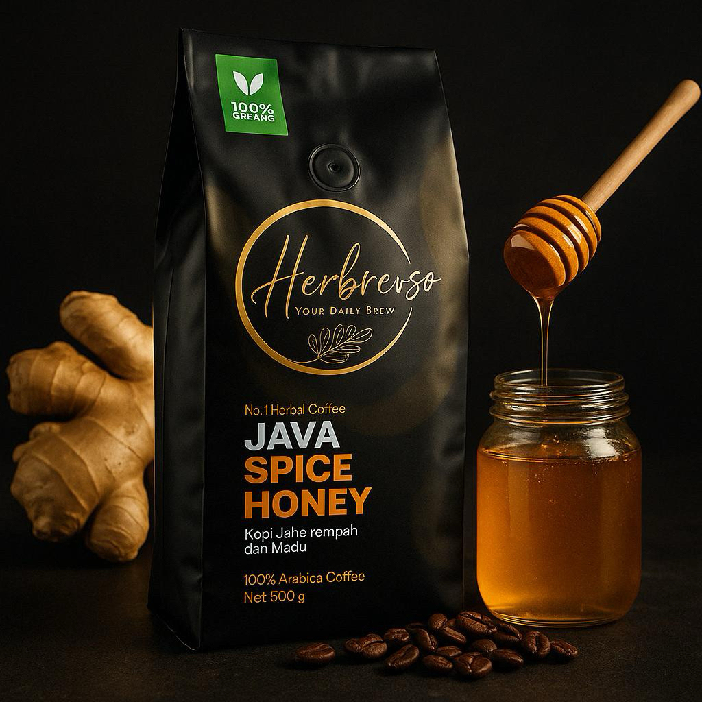 

Herbresso Herbal Coffee : Kopi Herbal Herbresso - Kopi jahe madu Java Spice Honey (500gr dan 250gr)