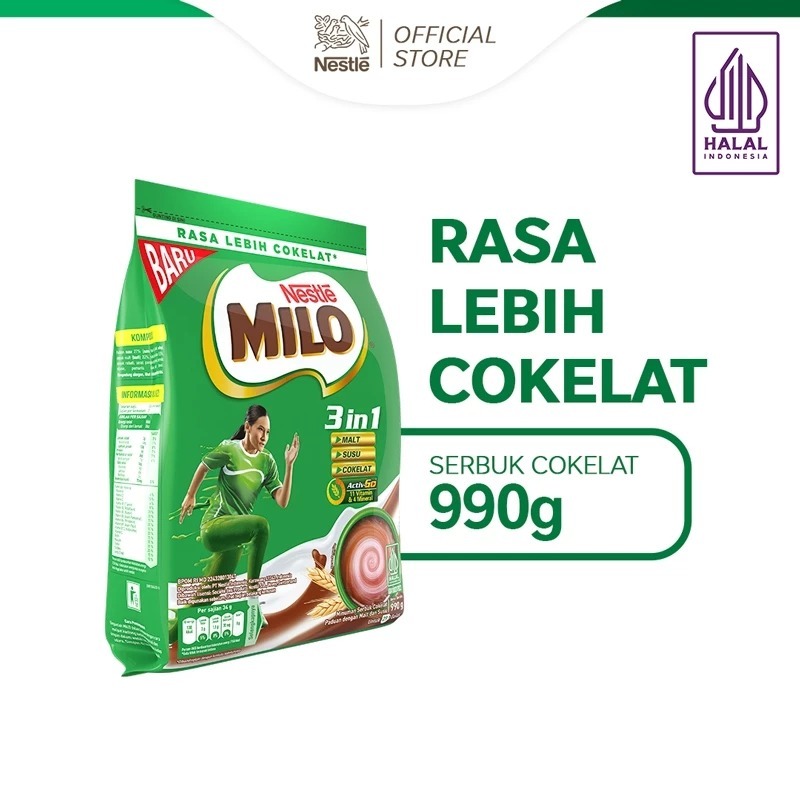 

MILO 3in1 ACTIV-GO Susu Coklat Kaleng/Pouch 990g