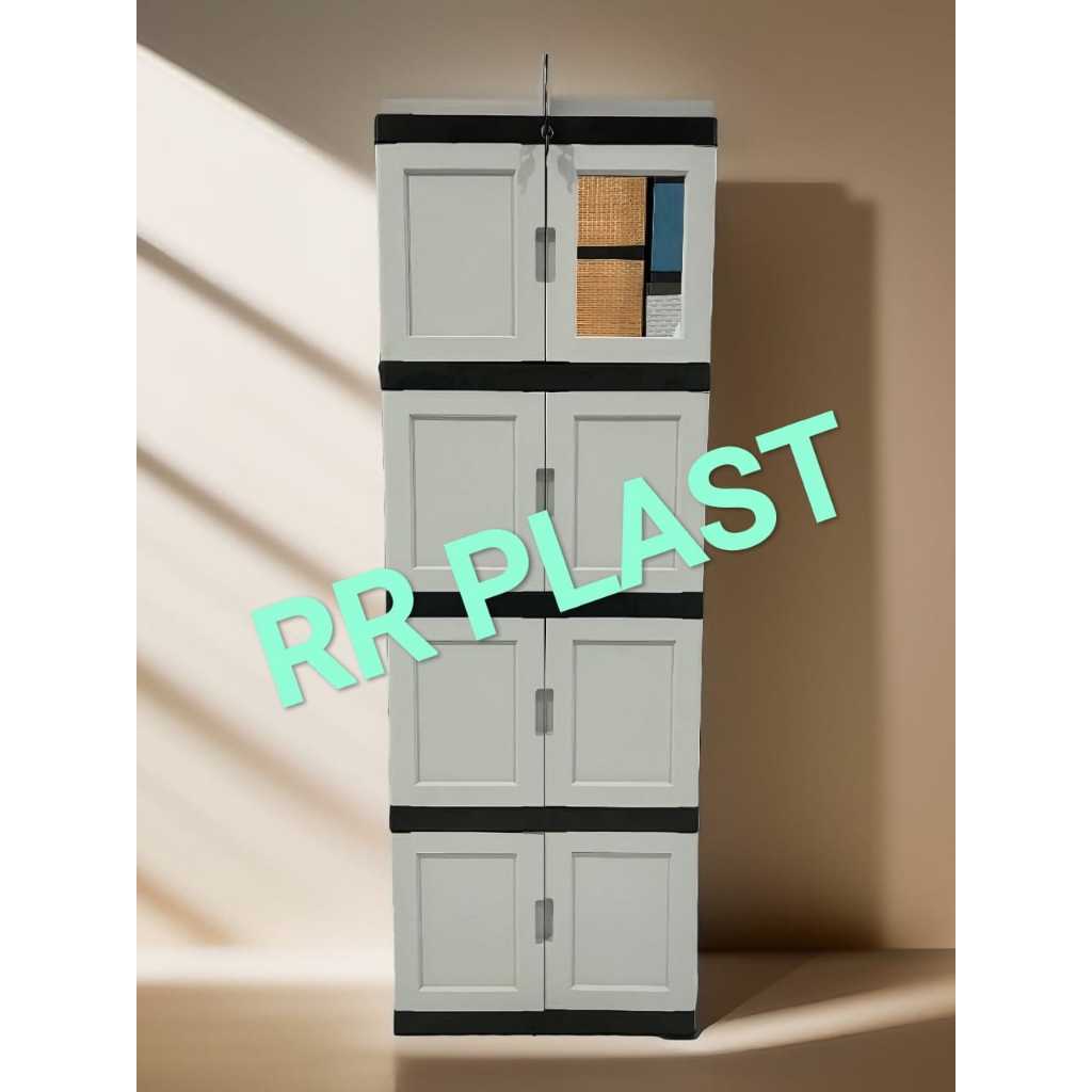 Lemari Pakaian Plastik / Lemari Plastik / Lemari Plastik JUMBO Susun Kaca Kunci