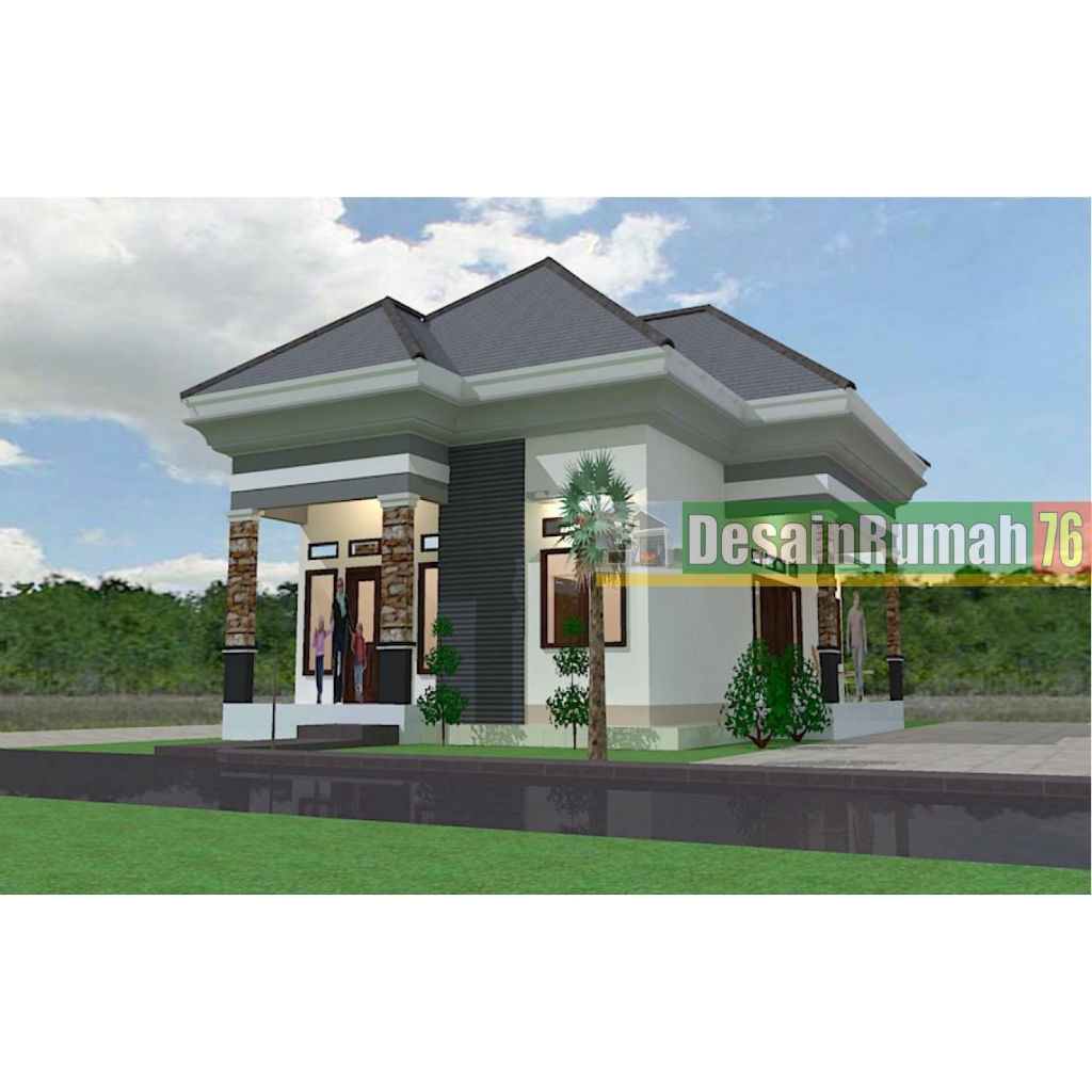 Desain rumah 6x10, 2 kamar tidur. gambar siap bangun.