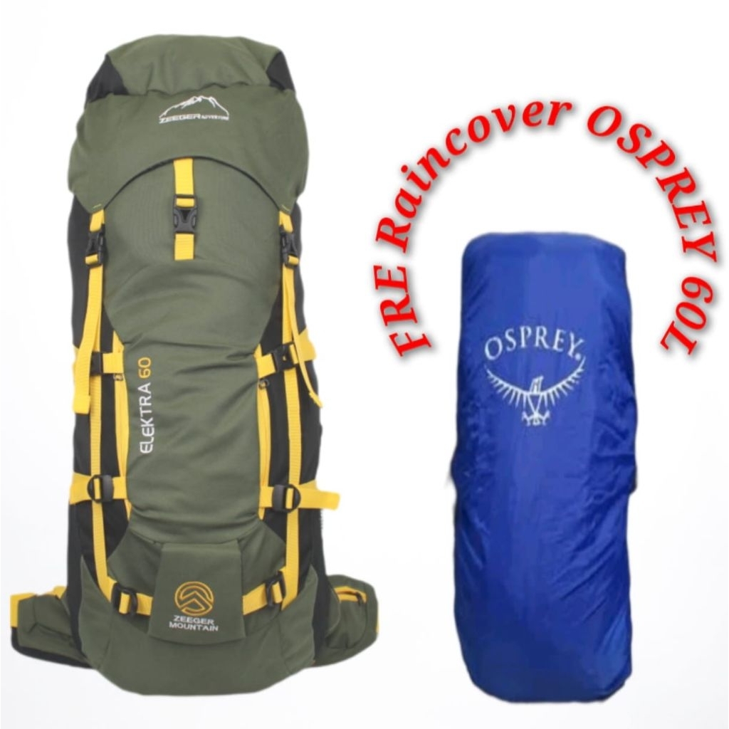 Free raincover Waterproof - Tas Ransel Gunung 60L Frame - Tas Hiking - Tas Carrier