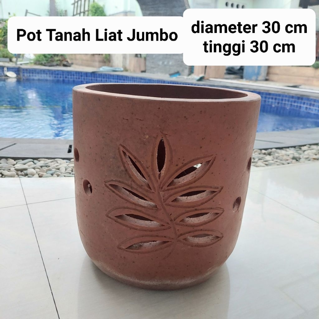[FREE BUBBLE WRAP DAN DUS] Pot JUMBO Besar 30cm Bunga Anggrek Tanah Liat Gerabah Handmade Pot Tanama